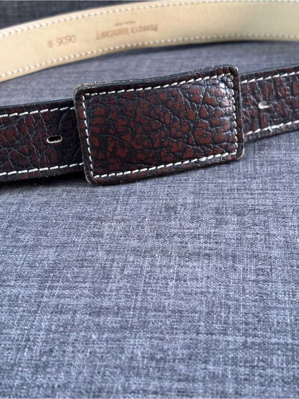 Penney’s Ranchcraft Vintage Textured Brown Leather Belt Contrast Stitching